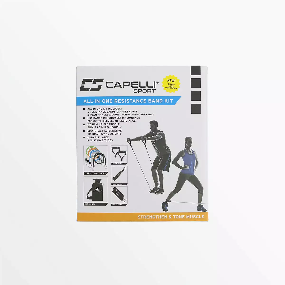 CapelliSport 5PC RESISTANCE BAND KIT FITNESS EQUIPMENT 5 CapelliSport 5PC RESISTANCE BAND KIT FITNESS EQUIPMENT